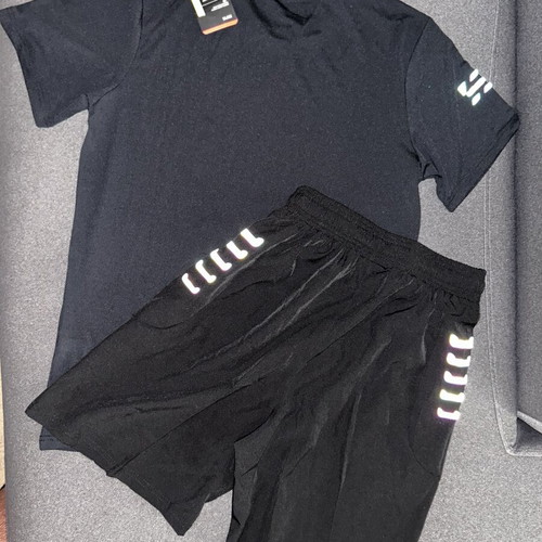 Under Armour reflective sportswear set, black, size M