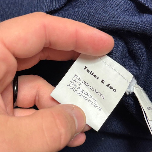 Tailor & Son sweater 3XL dark blue Woolmark blend like new