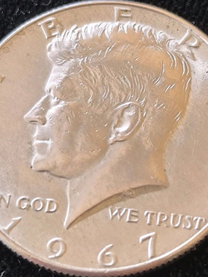Half Dollar Kennedy 1967 used, silver