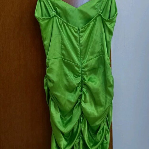 Satin green dress Marmalady like new with gathers