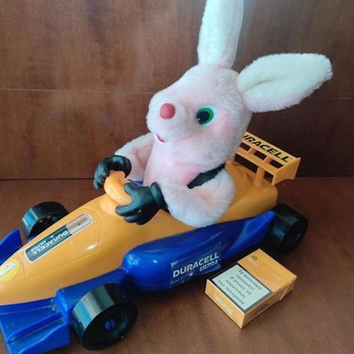 Vintage Duracell Racing Bunny used, clean non-working