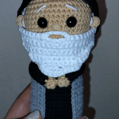 Knitted Saint Paisios figure with crochet, new