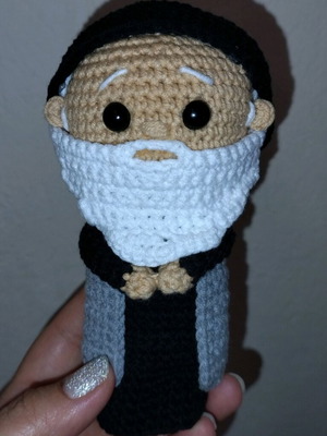 Knitted Saint Paisios figure with crochet, new
