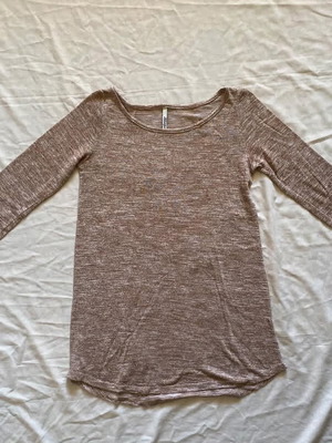 Stradivarius long blouse with 3/4 sleeve used, beige, size S