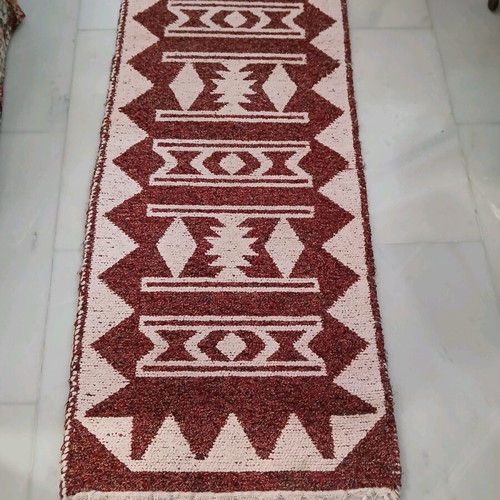 Handmade woven rug like new, cotton, 1.38x55 cm