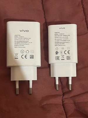 Vivo 10W Chargers pack of 2 like new, models V1020B-EU & V1020D-EU