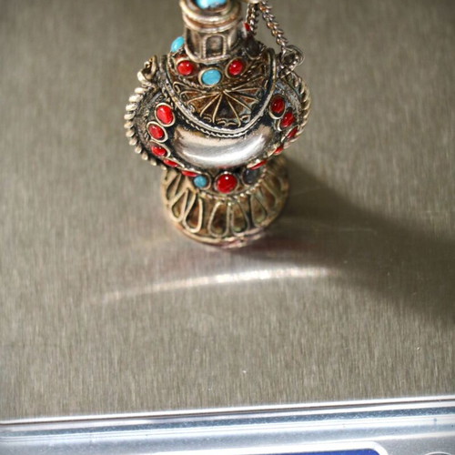 Tibetan Flask Pendant new with semi-precious stones