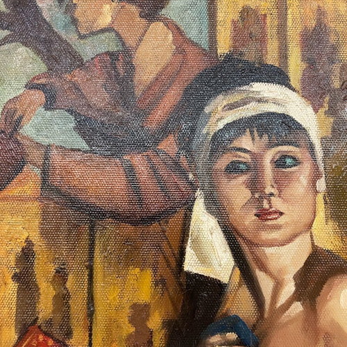 Oil painting used by W. Douglas with carved frame