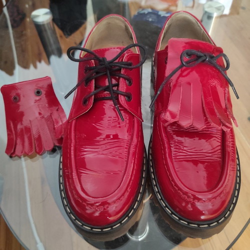 Kickers Declow Patent Leather Convertible Oxfords Loafers red size 38 used