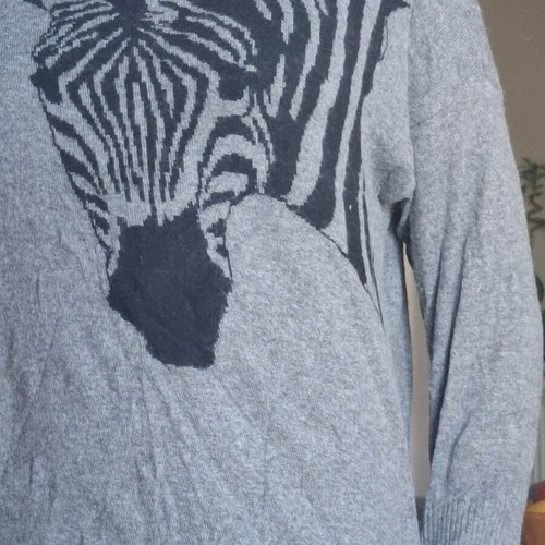 Zara Knit Sweater with Zebra Pattern Grey like new