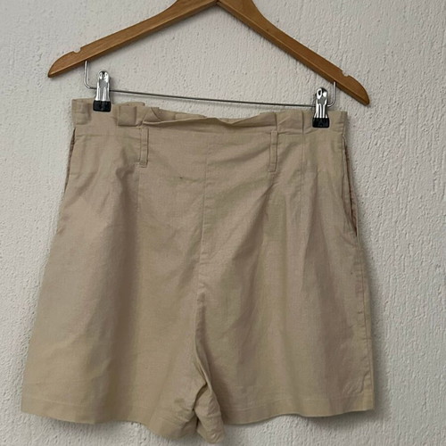 Na-KD linen blend high waist shorts, light yellow