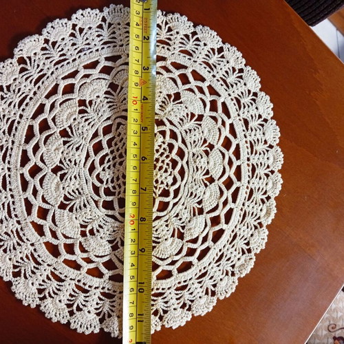 Crochet round handmade set of 3 beige pieces