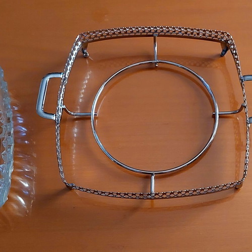 Vintage German Lead Crystal 4-Section Serving Tray used