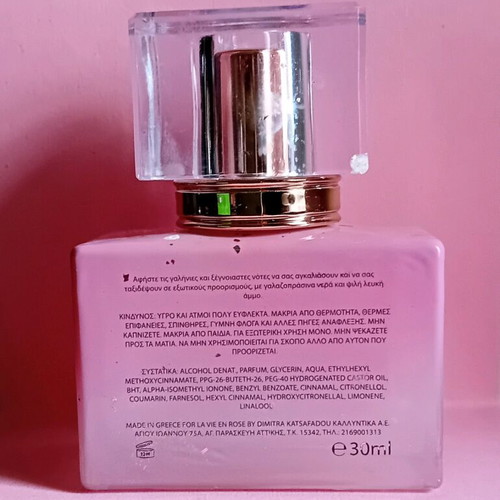 La Vie en Rose Figi Islads perfume bottle used, empty