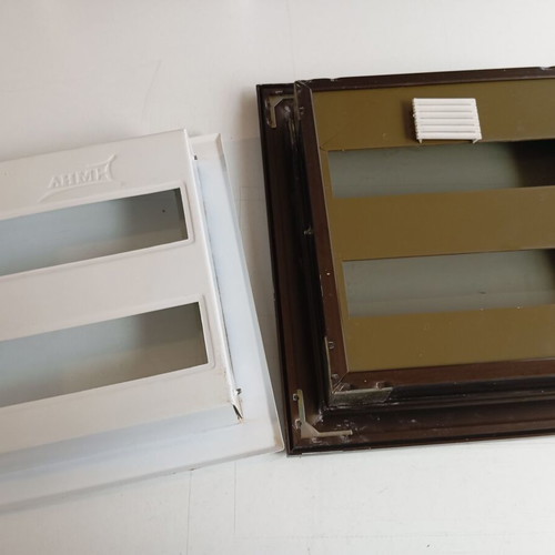 Electrical metal flush panel covers and rails 2-row set like new