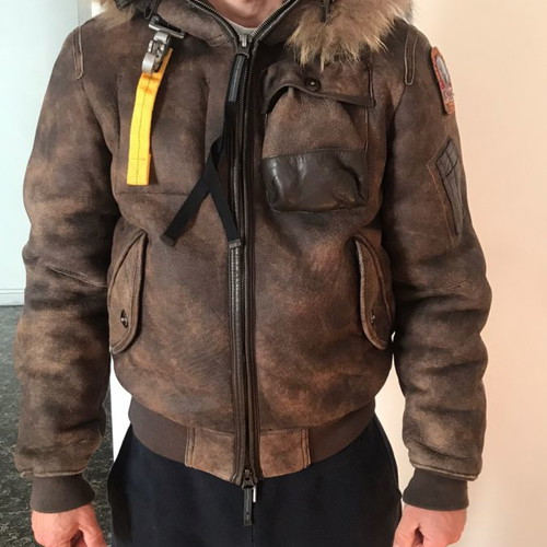 Parajumpers jacket used, leather unisex size medium brown