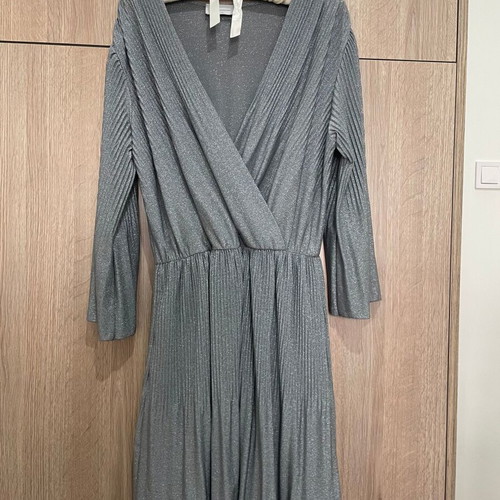 BSB cocktail mini dress, silver/grey, draped with gathers, size 44