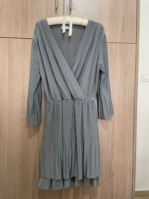 BSB cocktail mini dress, silver/grey, draped with gathers, size 44