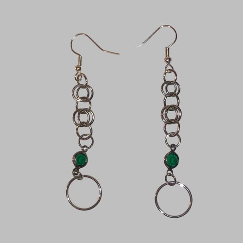 Poison Ivy handmade gothic Y2k boho earrings new, green silver