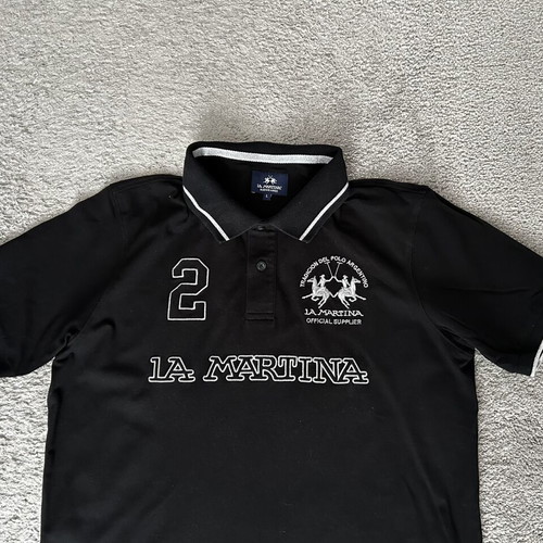 La Martina Man Polo Black Silver Size L New