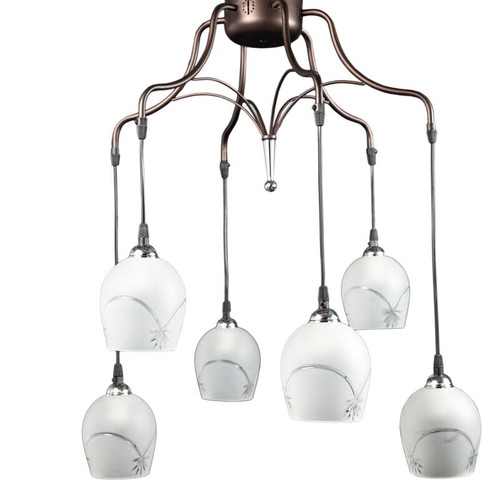Modern brass ceiling light new, adjustable height, 6 lights