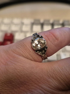 Vintage silver ring 935 used with zircon