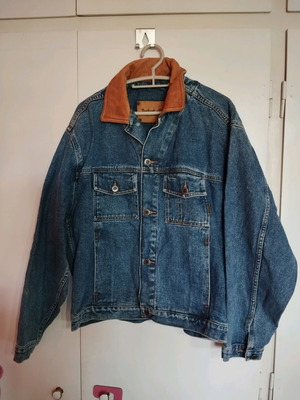 Vintage denim jacket Timberland "Rugged" with leather collar like new