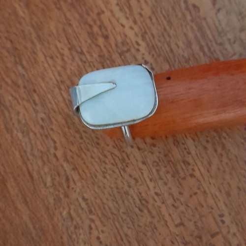 Handmade silver ring 925 with white semi-precious stone open