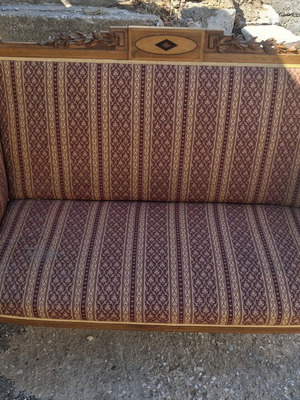Antique sofa with carved wood parts used, 1960s