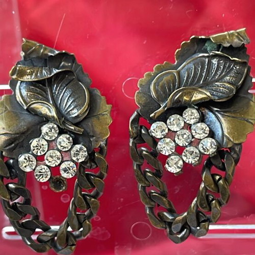 Bronze earrings used with leaves and vintage clips