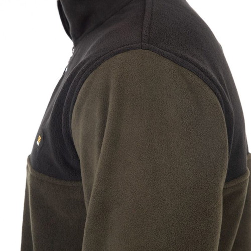 Double fleece shirt new, olive black, with collar and zipper