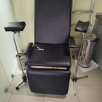 Medical phlebotomy chair used with replaced upholstery