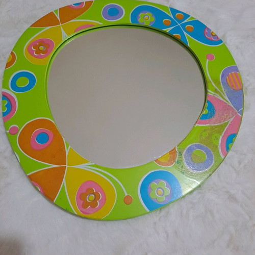 Mirror used, multi-colored, 29 cm diameter