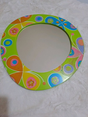 Mirror used, multi-colored, 29 cm diameter