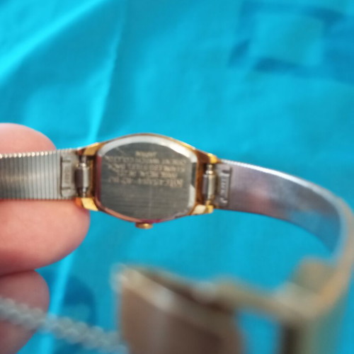 Vintage Orient women's watch used, gold-plated, 17 cm with safety chain