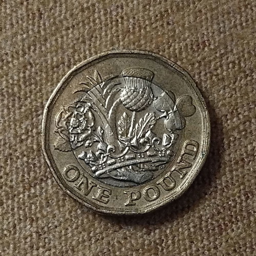 United Kingdom 1 Pound Coin 2017 used, Queen Elizabeth