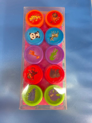Set of 10 colorful round children's stamps new with animals