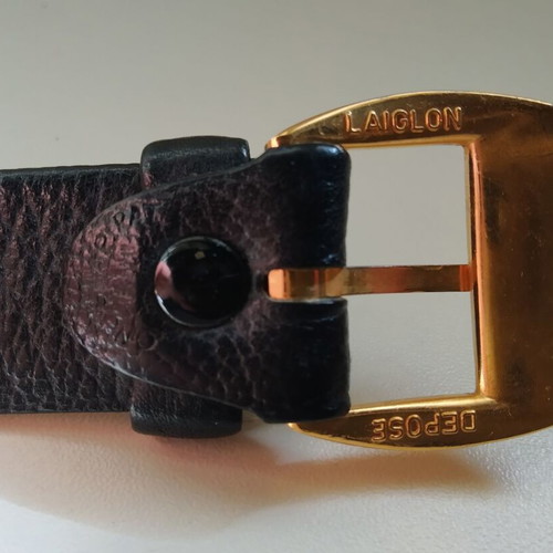 Vintage black leather belt L'Aiglon used, size 90