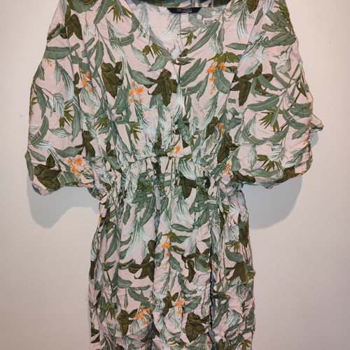 Printed dress size XXL used, light powder pink fabric