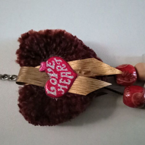 Handmade Valentine's keychain new, brown and red