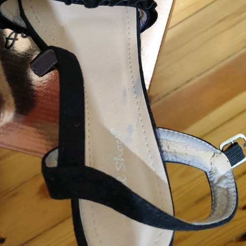 Black platform shoes used with light glitter, size 37