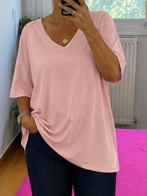 Pink V-neck blouse, XXL size