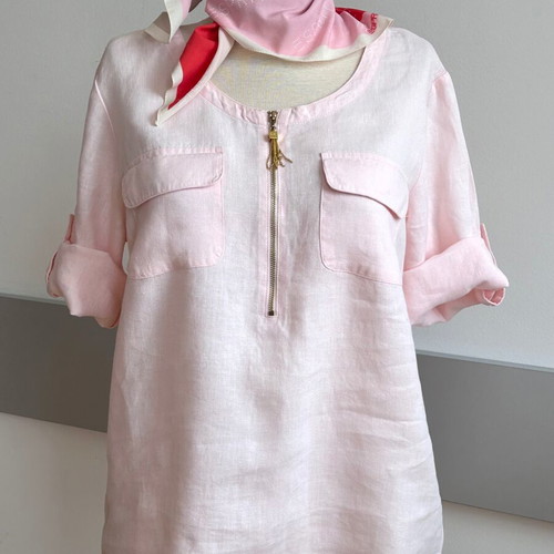 Ellen Tracy linen tunic in pale pink like new, size M