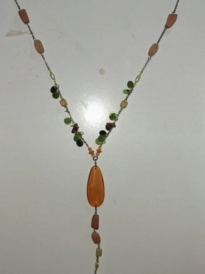 Boho Style necklace like new, green and orange