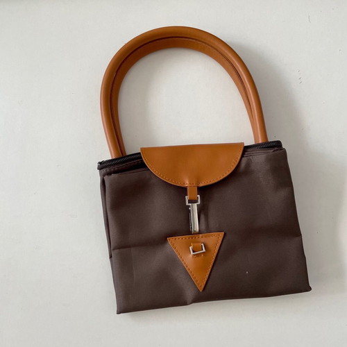 Women's brown handbag new, large size folds into small bag