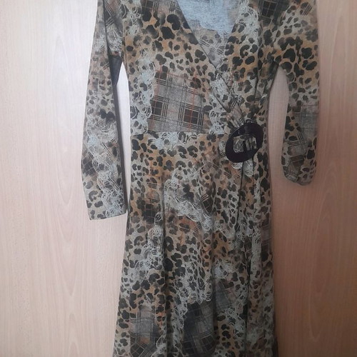 Anonima animal print draped dress used brown size M