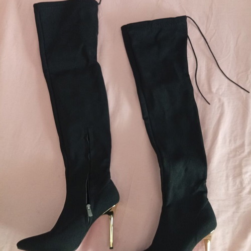Over-the-knee boots new, black suede, size 37, 11cm heel