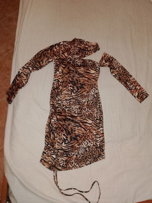 Φόρεμα animal print μακρυμάνικο, στενό, καινούργιο, καφέ Decoro
