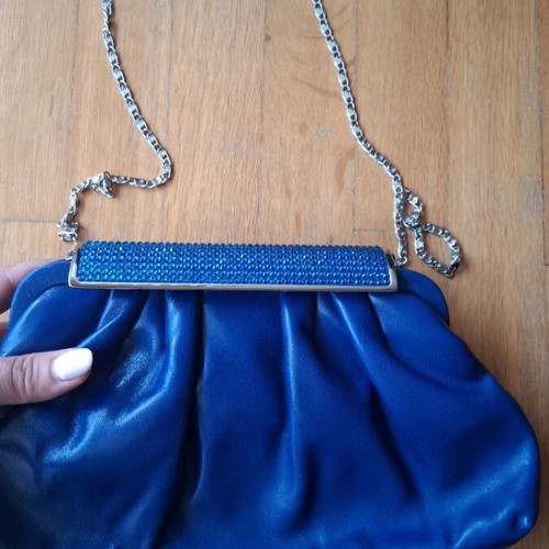 Blue electric shoulder bag new with hidden chain clutch