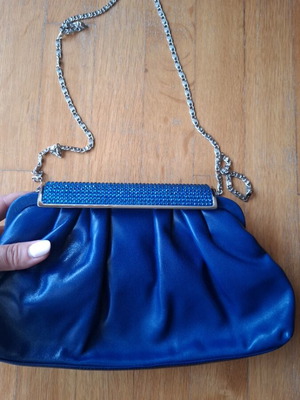 Blue electric shoulder bag new with hidden chain clutch
